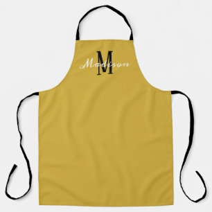 Modern Yellow Gold Script Monogram Personalised Apron