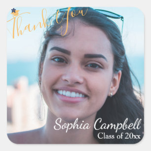 Modern Yellow Graduation Square Sticker