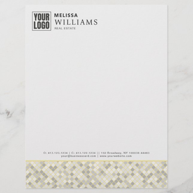 Modern Yellow & Gray Geometric Business Letterhead (Front)