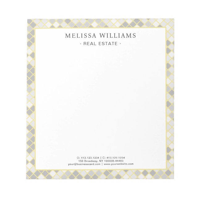 Modern Yellow & Gray Geometric Business Logo Notepad (Front)