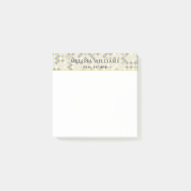 Modern Yellow & Gray Geometric Business Post-it Notes (Front)