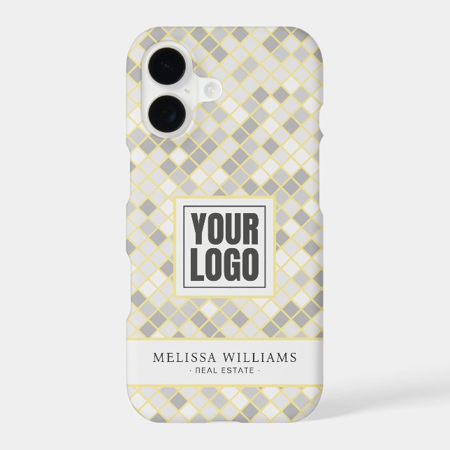 Modern Yellow & Gray Geometric Business QR Code (Back)