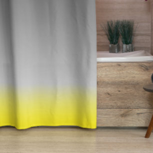 modern yellow gray  ombré shower curtain