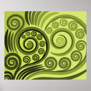 Modern Yellow-Green Fern Curls  Poster