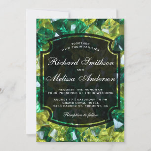 Modern Yellow Green Gemstones Wedding Invitation