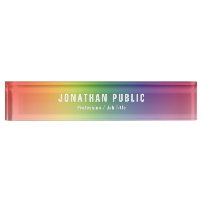 Modern Yellow Green Red Blue Purple Elegant Nameplate (Front)