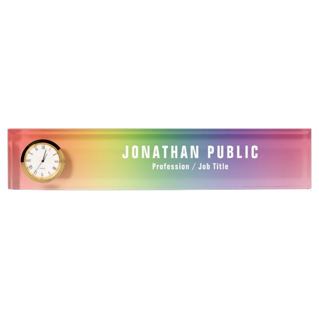 Modern Yellow Green Red Blue Purple Template Nameplate (Front)