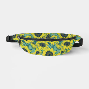 Modern Yellow Green Sunflower Painting Pattern Bum Bags