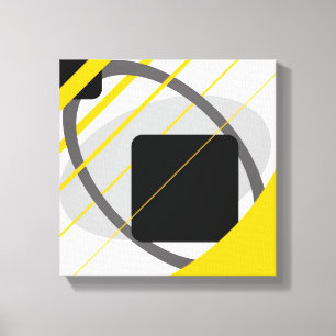 Modern Yellow Grey Black Off White Wrapped Canvas