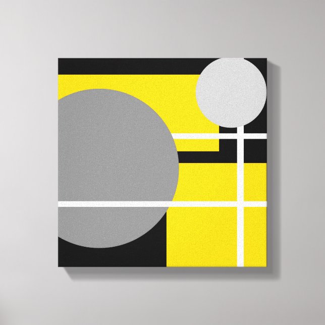 Modern Yellow Grey Black White Canvas Print (Front)