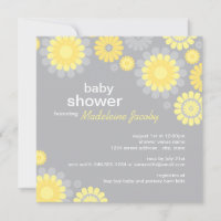 Modern Yellow Grey Daisy Flowers Baby Shower