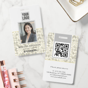 Modern Yellow & Grey Geometric Photo ID Badge