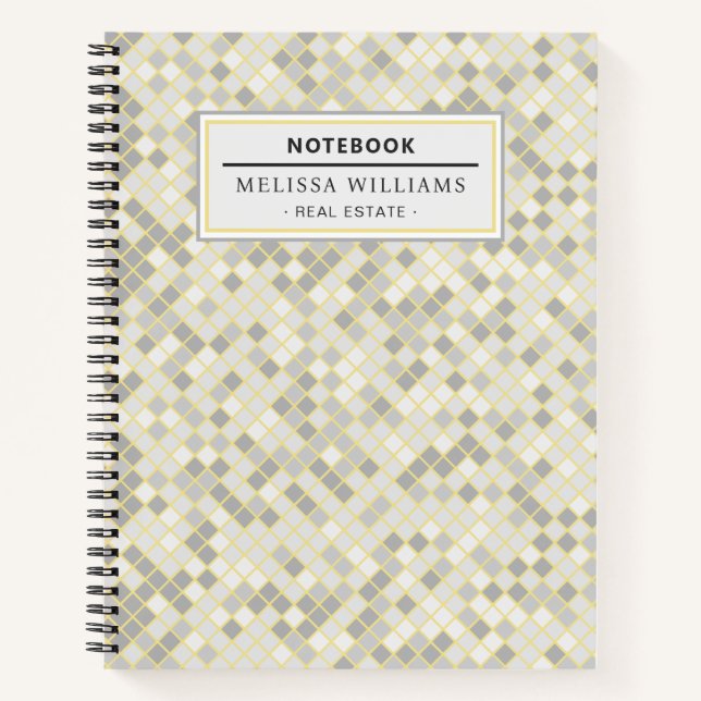 Modern Yellow & Grey Geometric Professional  Notebook (Front)