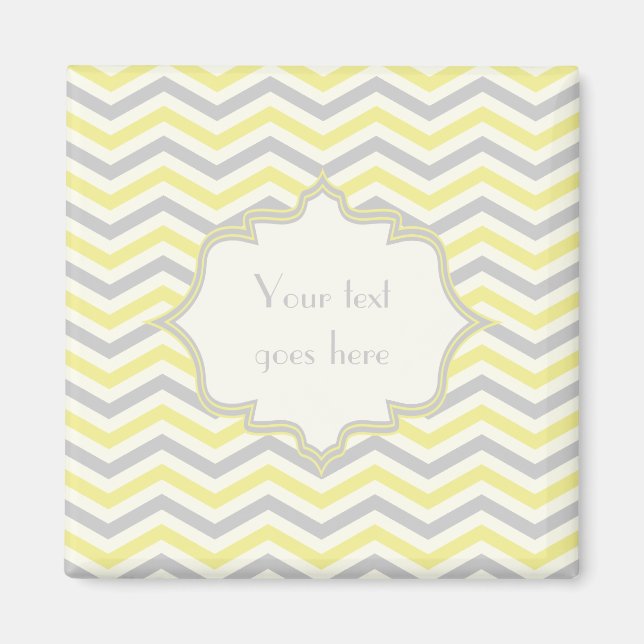 Modern yellow, grey, ivory chevron pattern custom magnet (Front)