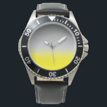 modern yellow grey  ombré Watch<br><div class="desc">Yellow-grey ombré in a contemporary style .Watch for those who enjoy abstract art. You may now personalise it with your monogram, text, logo, or other design elements. Alma Wad created the original artwork. __________________ Yellow is associated with the sign of Gemini in the Western astrology . You can consider this...</div>