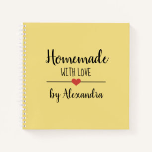 Modern Yellow Homemade with love recipe Notebook