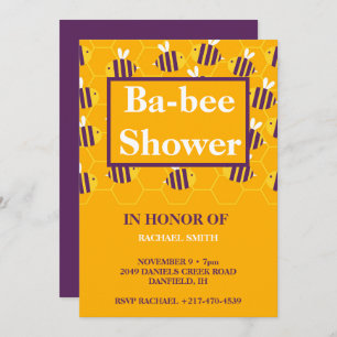 Modern Yellow honeycomb bumble bee baby shower Invitation