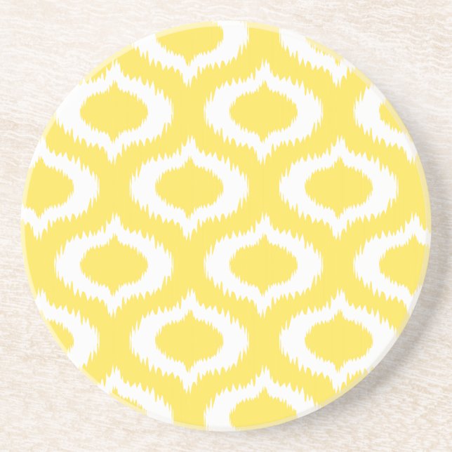 Modern Yellow Ikat Diamonds Coaster (Front)