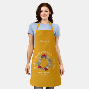 Modern Yellow JESUS IS THE REASON Christmas Apron