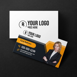 Modern Yellow Just Sold Real Estate Agent Realtor Business Card
