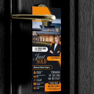 Modern Yellow Just Sold Real Estate Agent Realtor Door Hanger