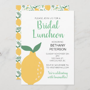 Modern Yellow Lemon Bridal Luncheon Invitation