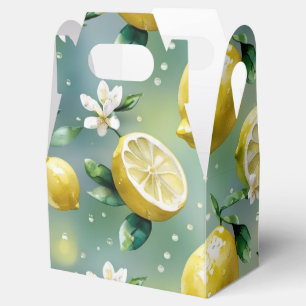 Modern yellow lemon floral script bridal shower favour box
