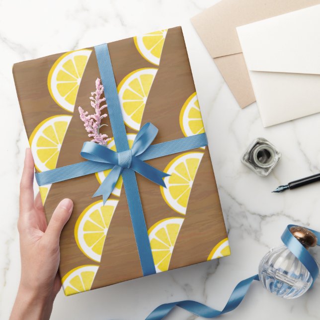 Modern Yellow Lemon Slices Pattern  Wrapping Paper (Gifting)