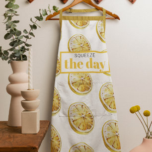 Modern Yellow Lemons Pattern & Squeeze The Day Apron