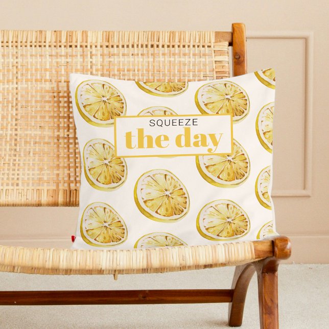 Modern Yellow Lemons Pattern & Squeeze The Day  Cushion (Creator Uploaded)