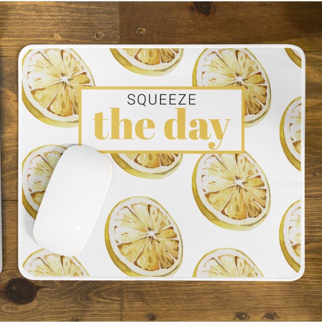 Modern Yellow Lemons Pattern & Squeeze The Day Mouse Mat (Creator Uploaded)