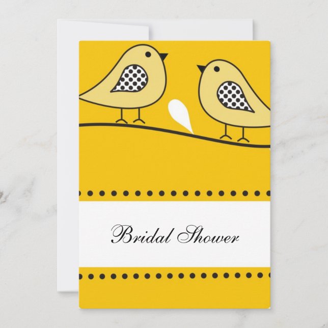 Modern Yellow Love Birds Bridal Shower   Invitation (Front)