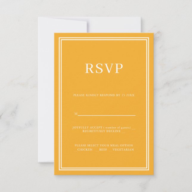 Modern Yellow Minimalism RSVP  Card (Front)