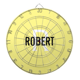 Modern yellow monogram name dart board