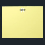 Modern yellow monogram name notepad<br><div class="desc">Modern paper pad for men with a yellow background, a black typography name and white monogram. Personalise with your name and monogram.</div>