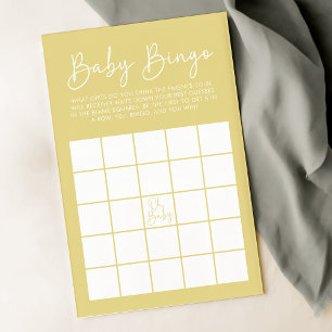 Modern Yellow Oh Baby Shower Baby Bingo Game