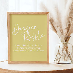 Modern Yellow Oh Baby Simple Baby Diaper Raffle Poster