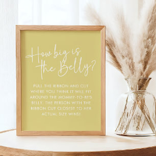 Modern Yellow Oh Baby Simple Belly Guessing Game Poster