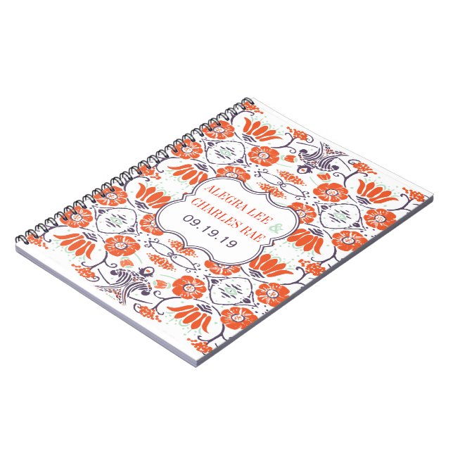 Modern Yellow Orange Aqua Mint Guest Book (Left Side)