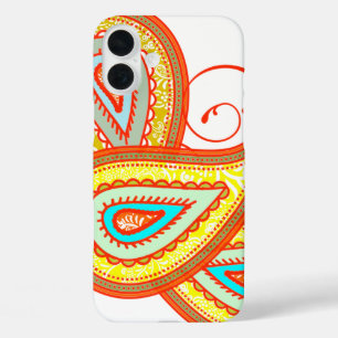 Modern Yellow Orange Aqua Mint Paisley Gifts iPhone 16 Plus Case