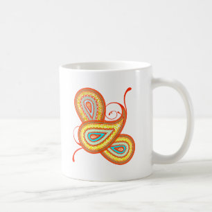 Modern Yellow Orange Aqua Mint Paisley Gifts Coffee Mug