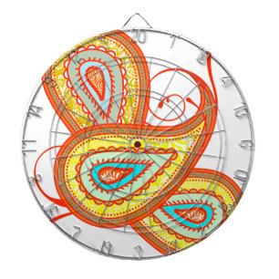 Modern Yellow Orange Aqua Mint Paisley Gifts Dartboard