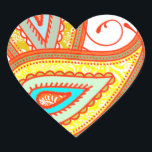 Modern Yellow Orange Aqua Mint Paisley Gifts Heart Sticker<br><div class="desc">Monogram Pink Mint and Taupe Orange Persimmon Modern Paisley Pattern Pillow - Modern Red Pink Yellow Orange Red Persimmon Aqua Mint Paisley Wedding Invitations</div>