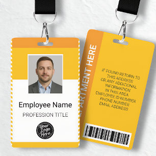 Modern Yellow Orange Stripes Corporate Employee ID Badge