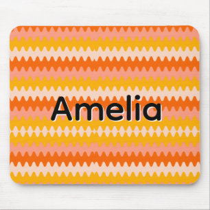 Modern Yellow, Orange & White Zig Zag Pattern Mouse Mat