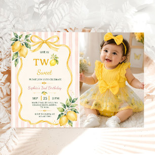Modern Yellow Our Main Squeeze Birthday Photo Invitation