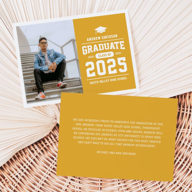 Modern Yellow Photo Graduation Announcement (Creator Uploaded)