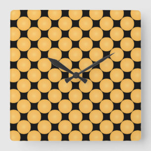 Modern Yellow Polka Dot Square Wall Clock