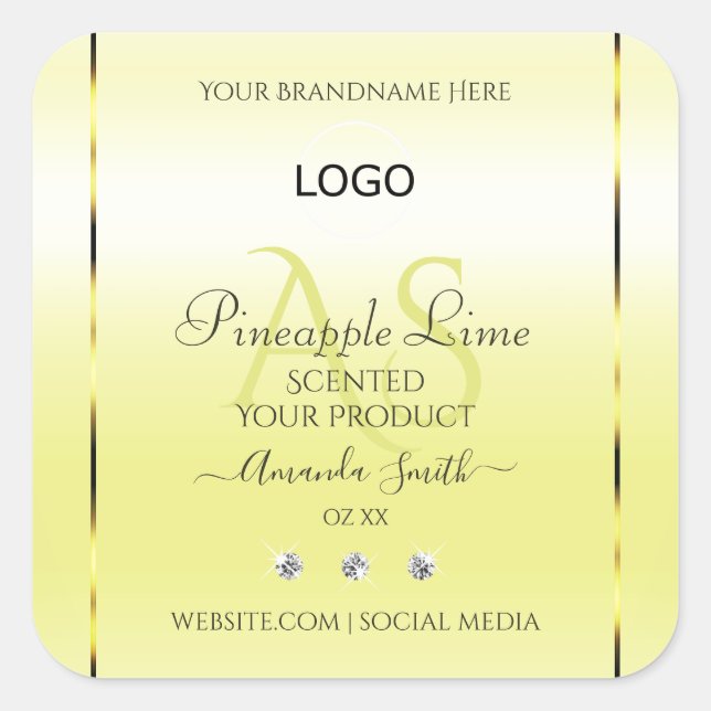 Modern Yellow Product Labels Jewels Monogram Logo (Front)