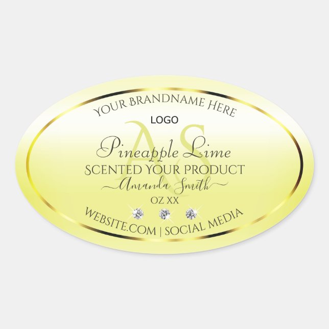 Modern Yellow Product Labels Jewels Monogram Logo (Front)